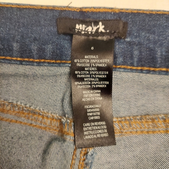 Mark. Haven Distressed Floral Embroidered Patch Dark Wash Denim Flare Jeans Sz 6 - Picture 12 of 14